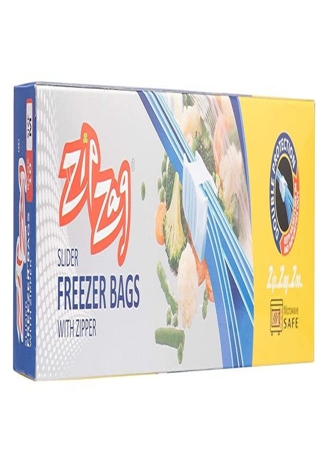 ZIPZAG Plastic Food Storage Re-Usable Bag Safe For Freezer & Microwave 10 Pcs (Clear) (Medium), Slide Lock - Image 1